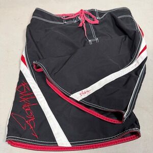 Billabong Taj Burrow Board Shorts Mens 36 Black Red White Swim Trunks surfwear